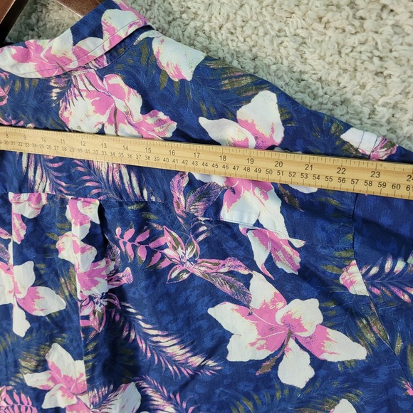 Oak Hill Shirt Mens Size 3XLT Big Tall Blue Pink Hawaiian Floral Hibiscus Button - Picture 4 of 10